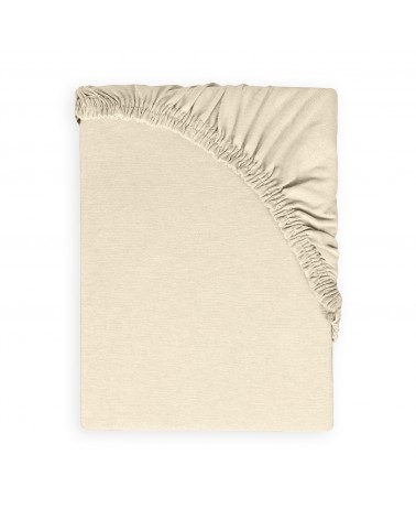 Wysokie prześcieradło bawełna jersey 160x200x30 z gumką kremowe Premium Matex