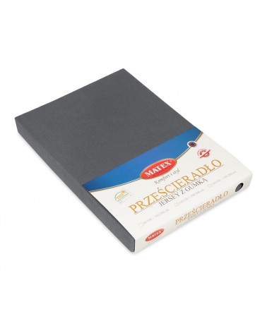 Prześcieradło bawełna jersey 180x200x20 z gumką antracytowe Premium Matex