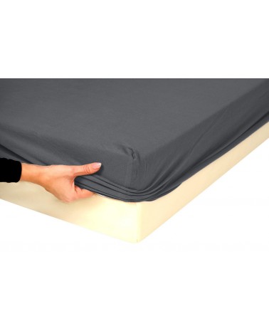Prześcieradło bawełna jersey 180x200x20 z gumką antracytowe Premium Matex