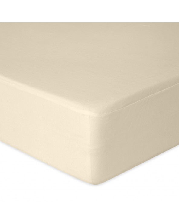 Wysokie prześcieradło bawełna jersey 180x200x30 z gumką kremowe Premium Matex