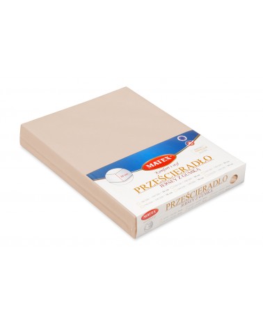 Wysokie prześcieradło bawełna jersey 180x200x30 z gumką cappuccino Premium Matex