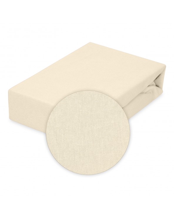 Prześcieradło bawełna jersey 200x220x20 z gumką kremowe Classic Matex