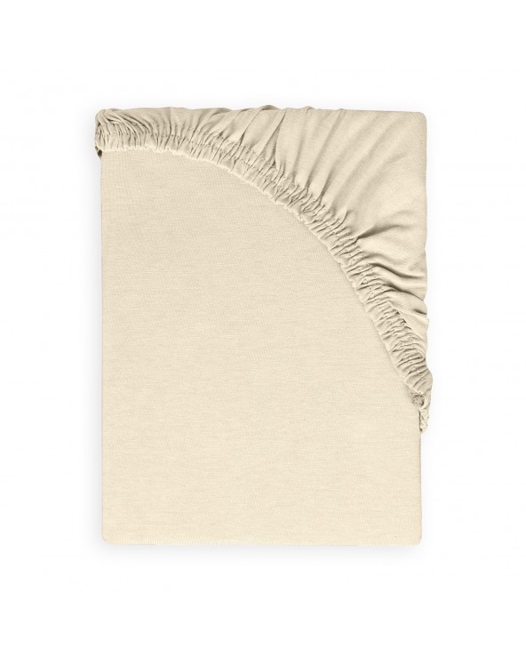 Wysokie prześcieradło bawełna jersey 90x200x30 z gumką kremowe Premium Matex