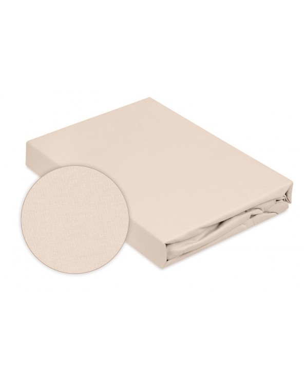 Wysokie prześcieradło bawełna jersey 90x200x30 z gumką cappuccino Premium Matex