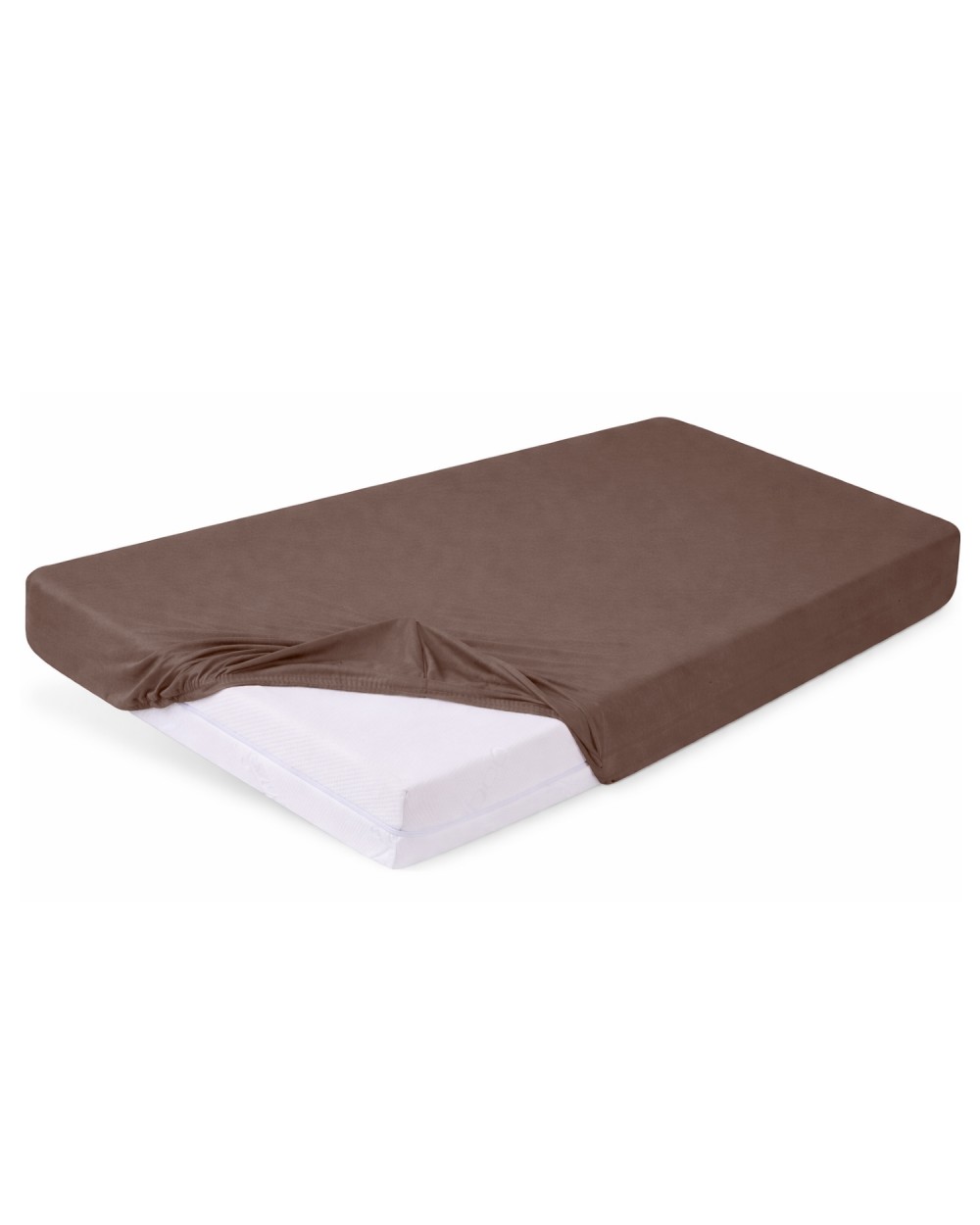 Wysokie prześcieradło bawełna jersey z lycrą 120x200x30 z gumką brązowe Matex