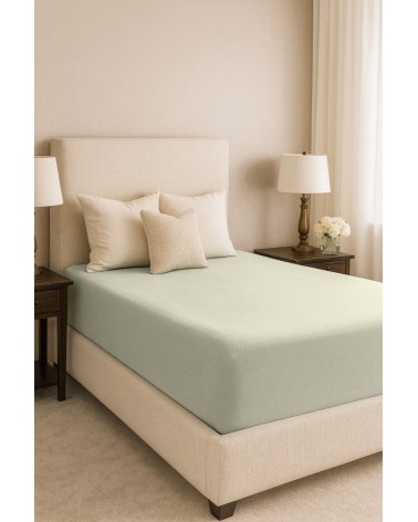 Wysokie prześcieradło bawełna jersey z lycrą 120x200x30 z gumką miętowe Matex