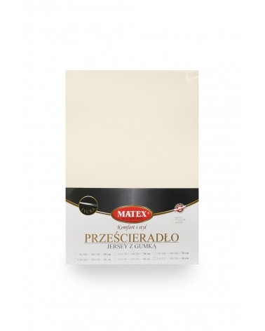 Wysokie prześcieradło bawełna jersey z lycrą 140x200x30 z gumką kremowe Matex