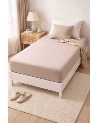 Wysokie prześcieradło bawełna jersey z lycrą 140x200x30 z gumką szare Matex