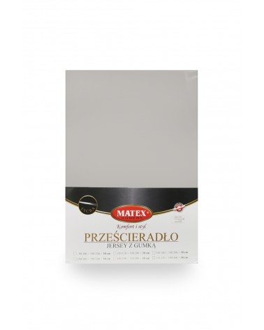 Wysokie prześcieradło bawełna jersey z lycrą 140x200x30 z gumką popielate Matex