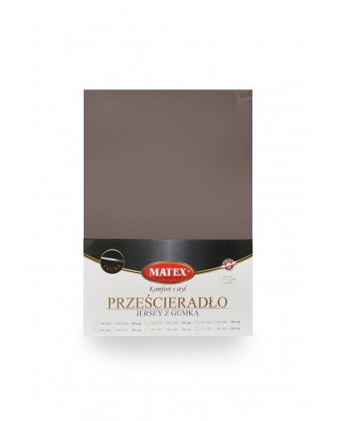 Wysokie prześcieradło bawełna jersey z lycrą 160x200x30 z gumką brązowe Matex