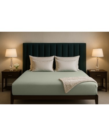 Wysokie prześcieradło bawełna jersey z lycrą 180x200x30 z gumką miętowe Matex