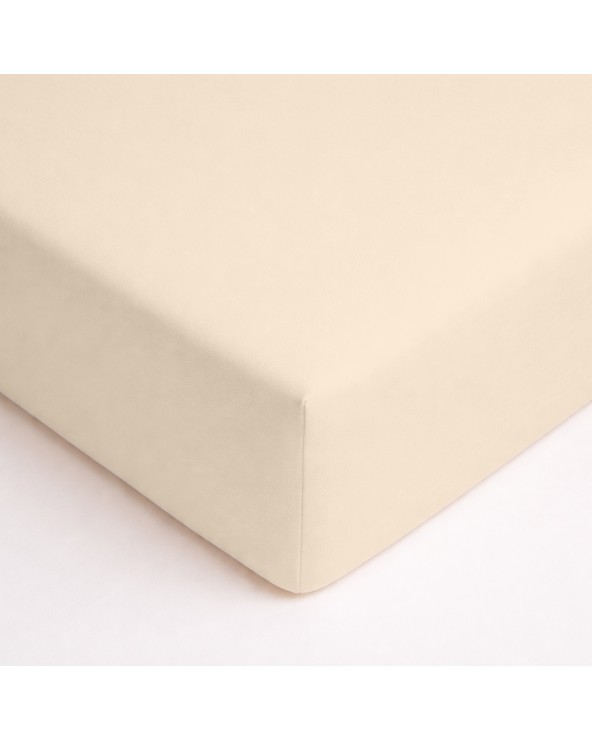 Wysokie prześcieradło bawełna jersey z lycrą 200x220x30 z gumką kremowe Matex