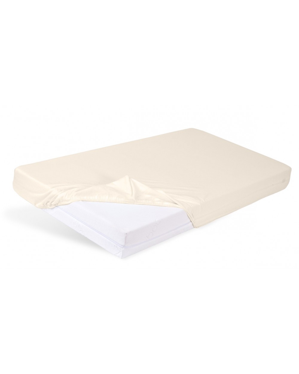 Wysokie prześcieradło bawełna jersey z lycrą 200x220x30 z gumką kremowe Matex