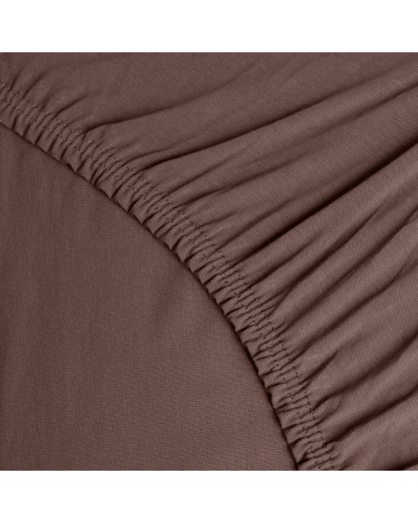 Wysokie prześcieradło bawełna jersey z lycrą 200x220x30 z gumką brązowe Matex