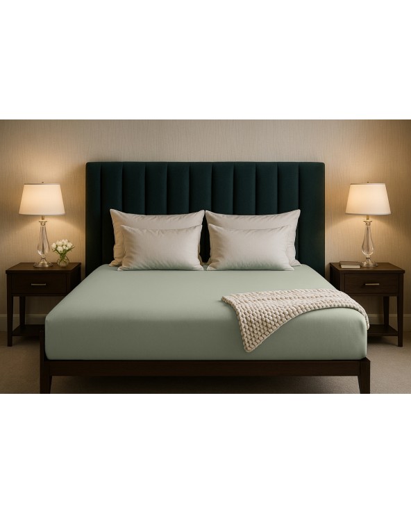 Wysokie prześcieradło bawełna jersey z lycrą 200x220x30 z gumką miętowe Matex