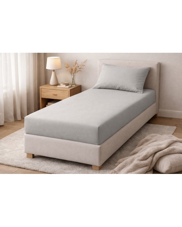 Wysokie prześcieradło bawełna jersey z lycrą 90x200x30 z gumką popielate Matex