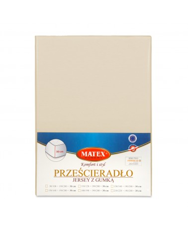 Prześcieradło bawełna jersey 200x220x30 z gumką kremowe Premium Matex