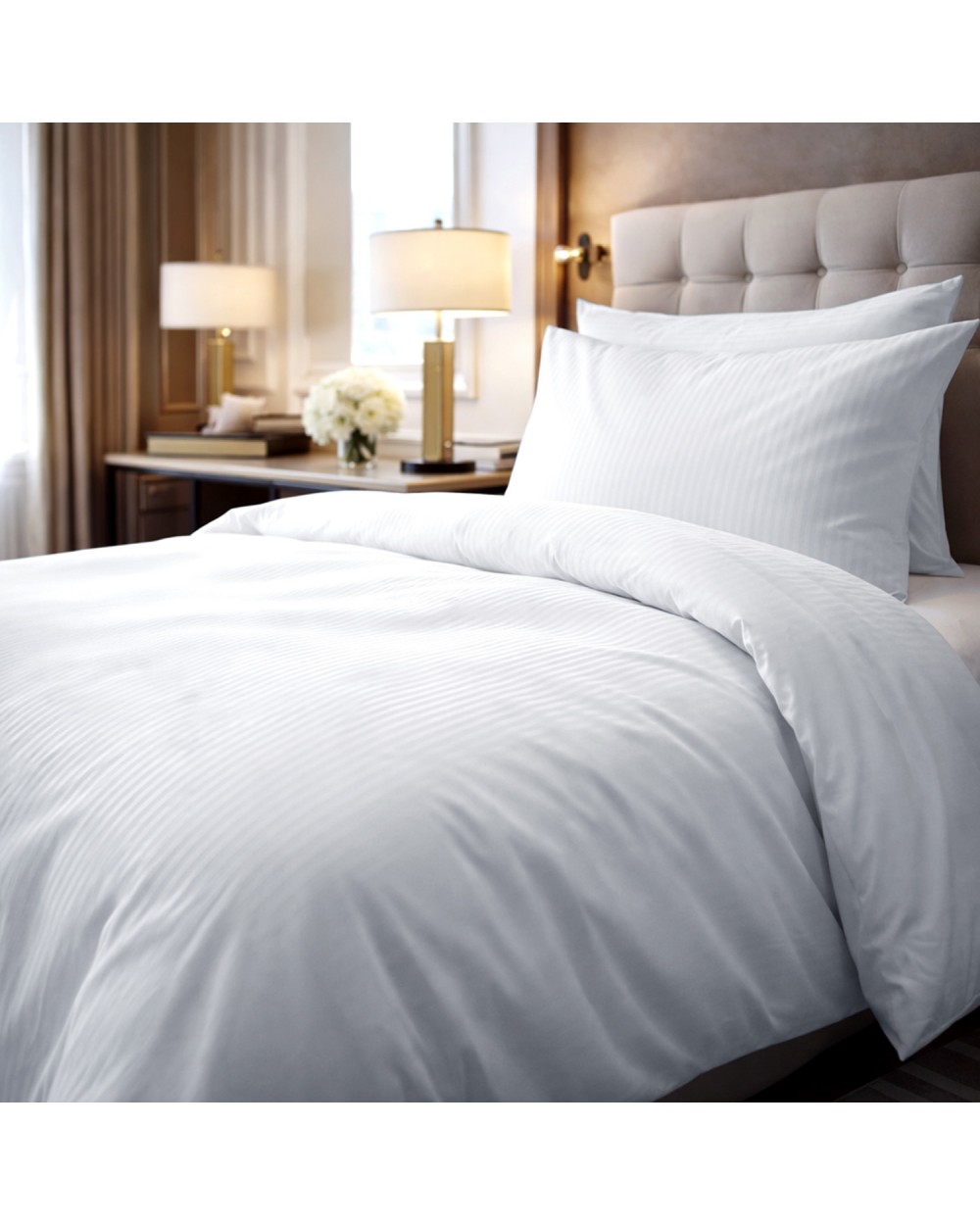 Poszwa hotelowa bawełna 200x220 na zakładkę pasy 4mm biała Darymex