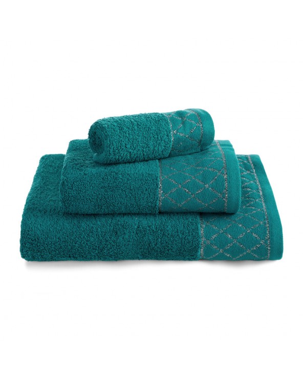 Ręcznik bawełna 30x50 + 50x90 + 70x140 kpl 3 szt Layla ciemnoturkusowy Eurofirany
