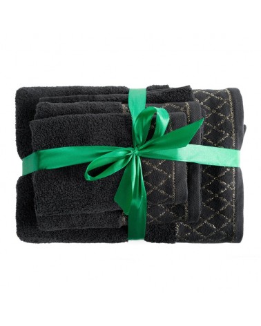 Ręcznik bawełna 30x50 + 50x90 + 70x140 kpl 3 szt Layla czarny Eurofirany
