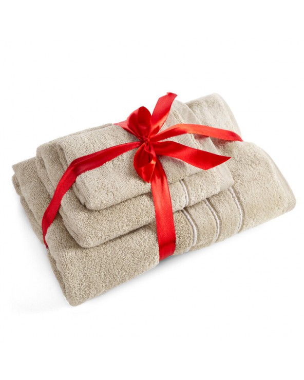 Ręcznik bawełna 30x50 + 50x90 + 70x140 kpl 3 szt Sibel beżowy Eurofirany