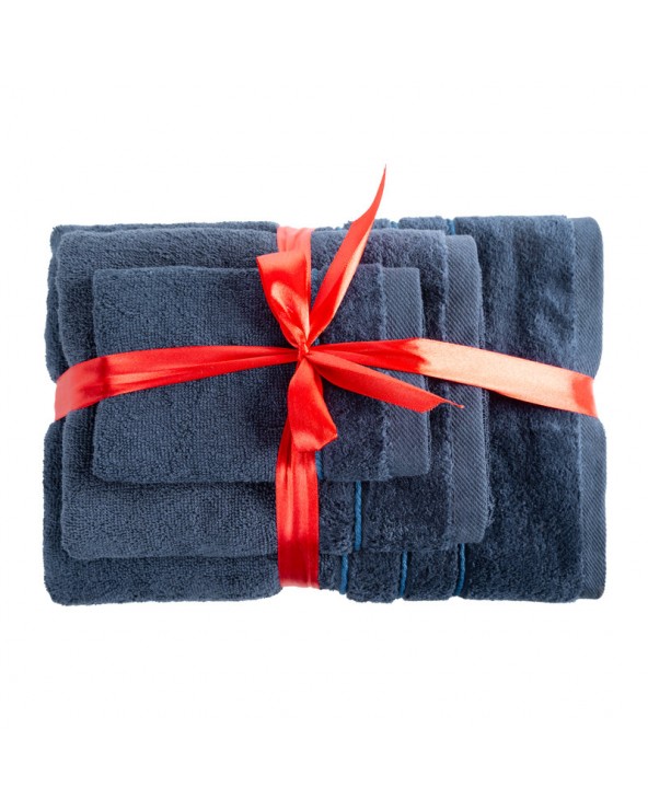 Ręcznik bawełna 30x50 + 50x90 + 70x140 kpl 3 szt Sibel granatowy Eurofirany