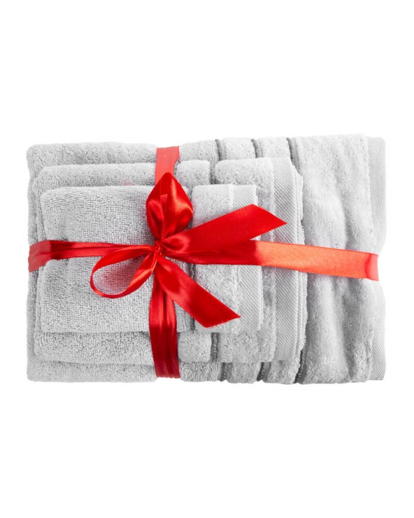 Ręcznik bawełna 30x50 + 50x90 + 70x140 kpl 3 szt Sibel srebrny Eurofirany