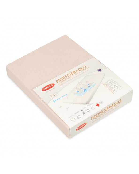 Prześcieradło nieprzemakalne frotte 120x200x20 z gumką cappuccino MATEX