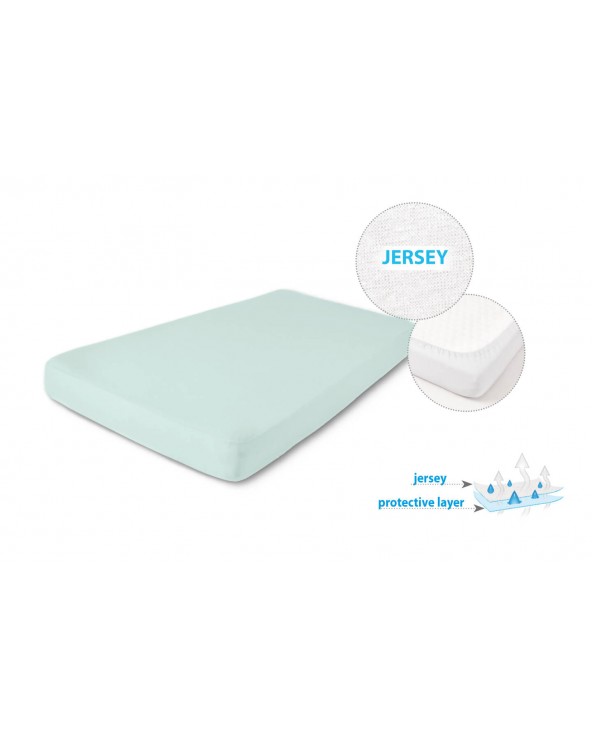 Prześcieradło nieprzemakalne jersey 90x200x20 z gumką jasnomiętowe MATEX