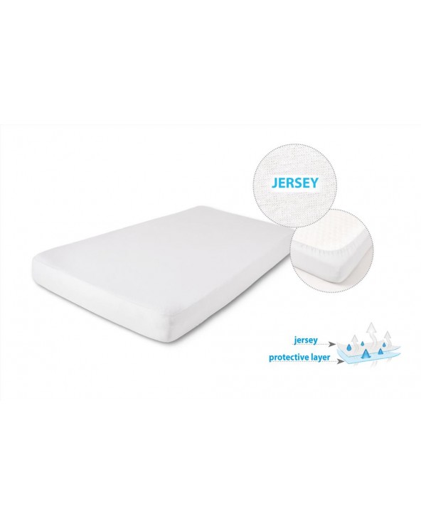 Prześcieradło wysokie nieprzemakalne jersey 90x200x30 z gumką białe MATEX