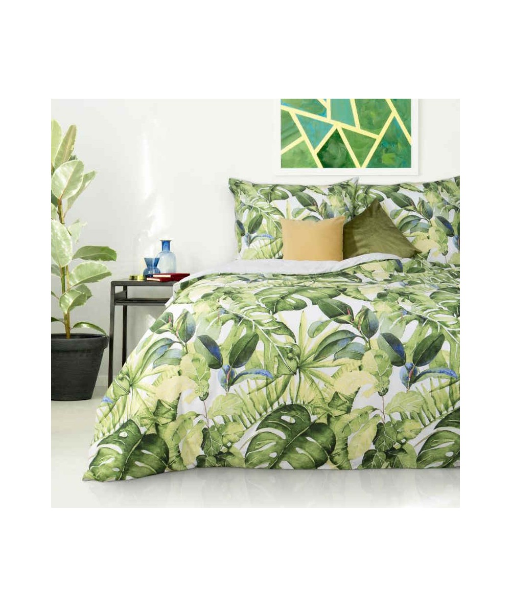 Pościel satyna bawełniana Monstera 160x200 + 2x70x80 z zamkiem