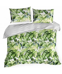 Pościel satyna bawełniana Monstera 160x200 + 2x70x80 z zamkiem