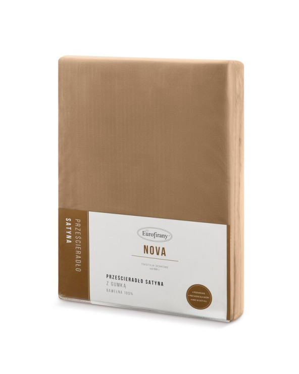 Prześcieradło wysokie satyna bawełniana 160x200x30 z gumką ceglaste Eurofirany