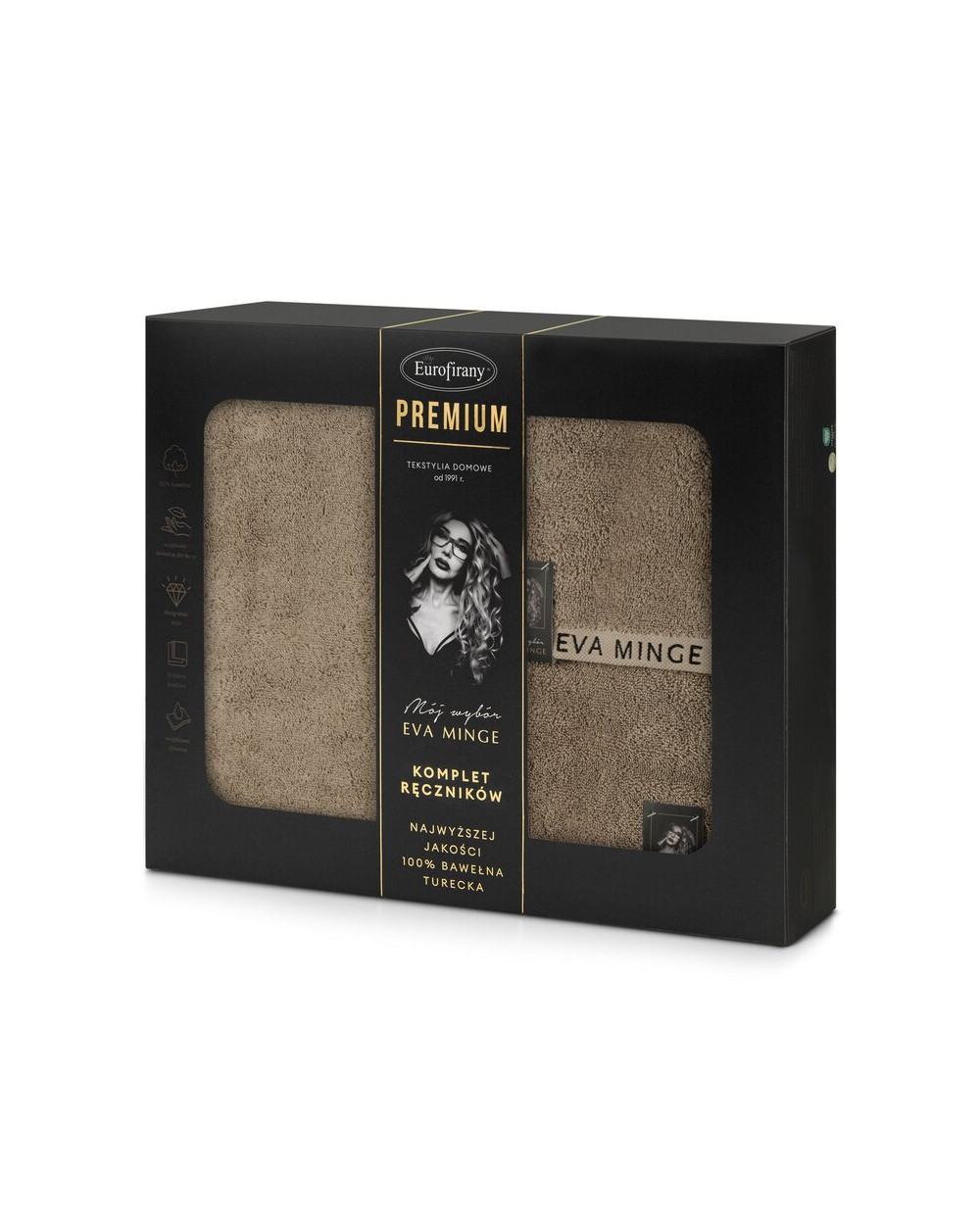 Ręcznik bawełna 30x50 + 50x90 + 70x140 kpl 3 szt Venus beżowy Eurofirany