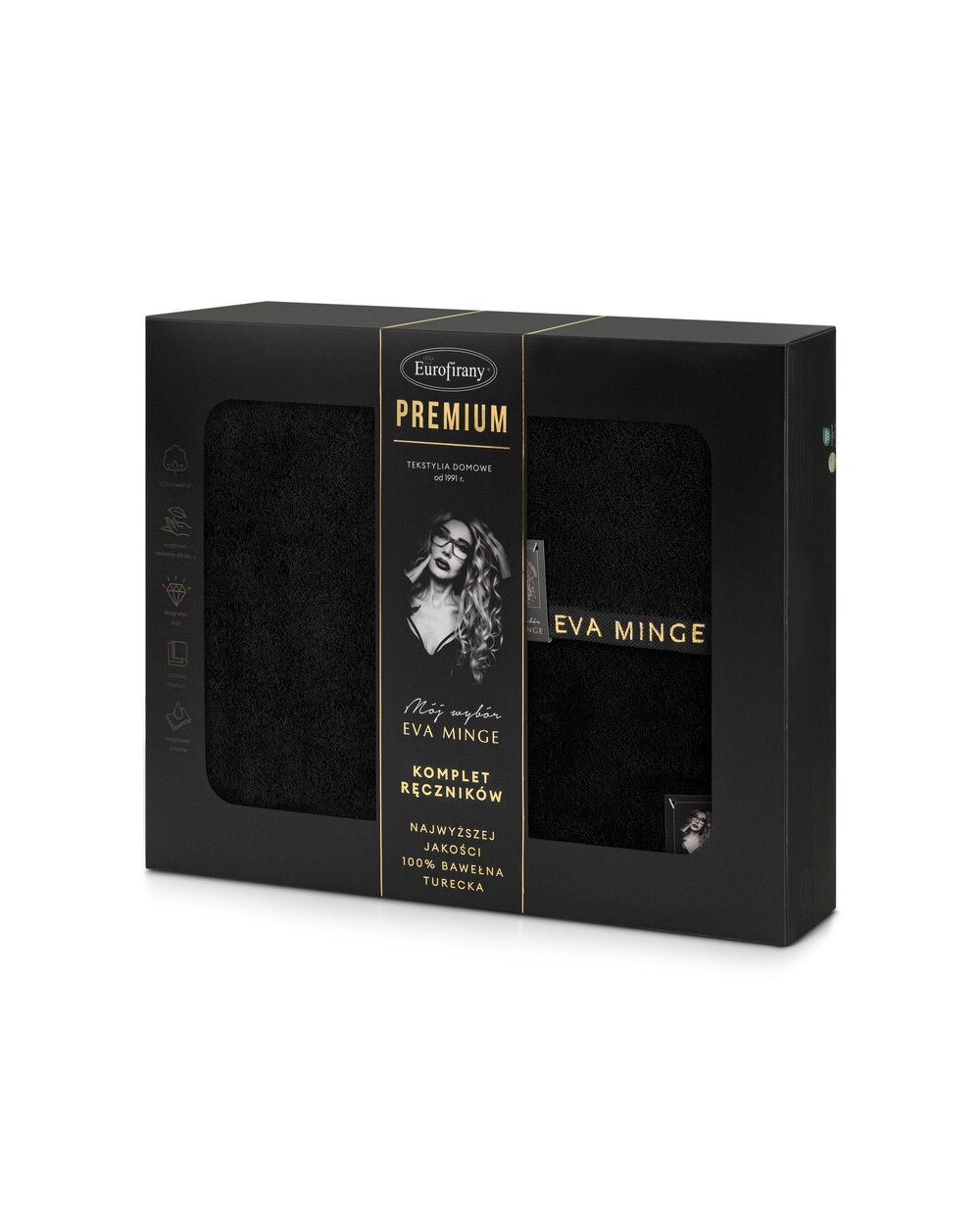 Ręcznik bawełna 30x50 + 50x90 + 70x140 kpl 3 szt Venus czarny Eurofirany