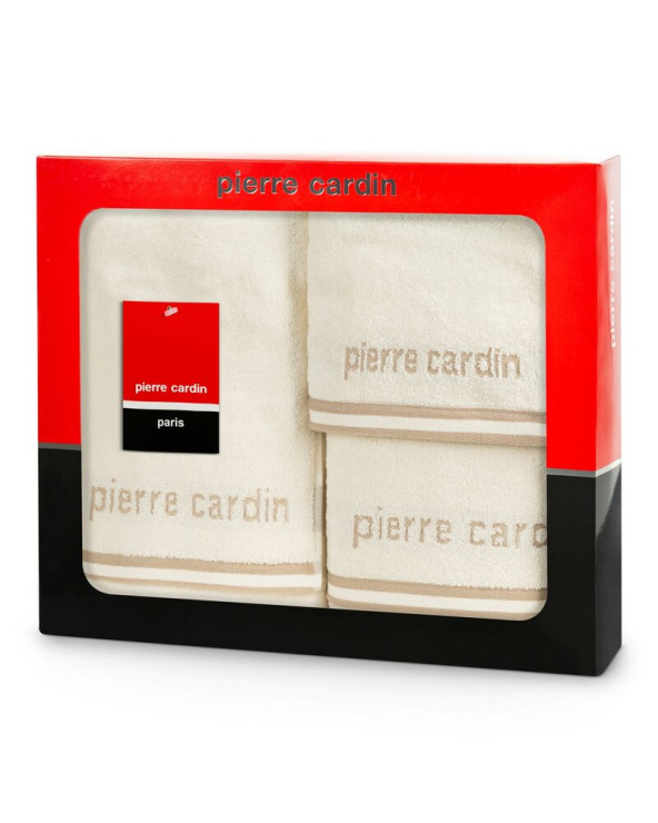 Ręcznik bawełna 30x50 + 50x90 + 70x140 kpl 3 szt Pierre Cardin Rocco kremowy Eurofirany
