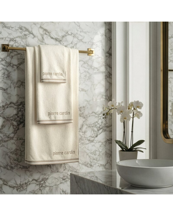 Ręcznik bawełna 30x50 + 50x90 + 70x140 kpl 3 szt Pierre Cardin Rocco kremowy Eurofirany