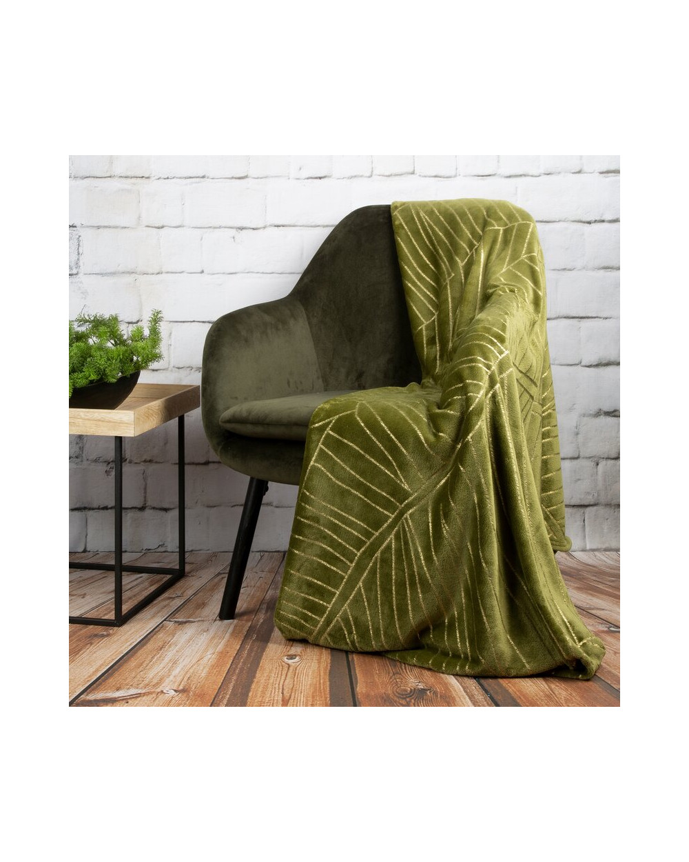 Koc pluszowy 150x200 Luna oliwkowy/złoty Eurofirany