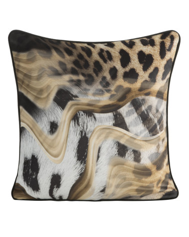 Poszewka velvet 45x45 Eva 22B czarna/beżowa Eurofirany