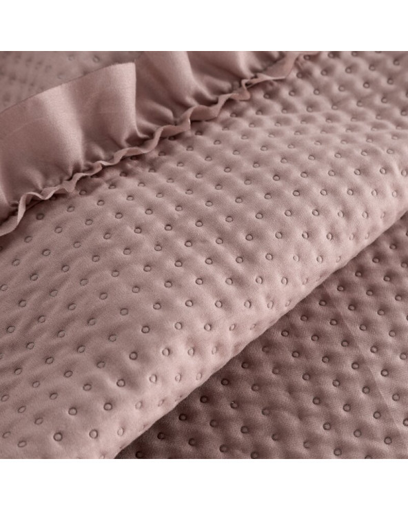 Narzuta mikrofibra 220x240 Falbanka pudrowa Eurofirany