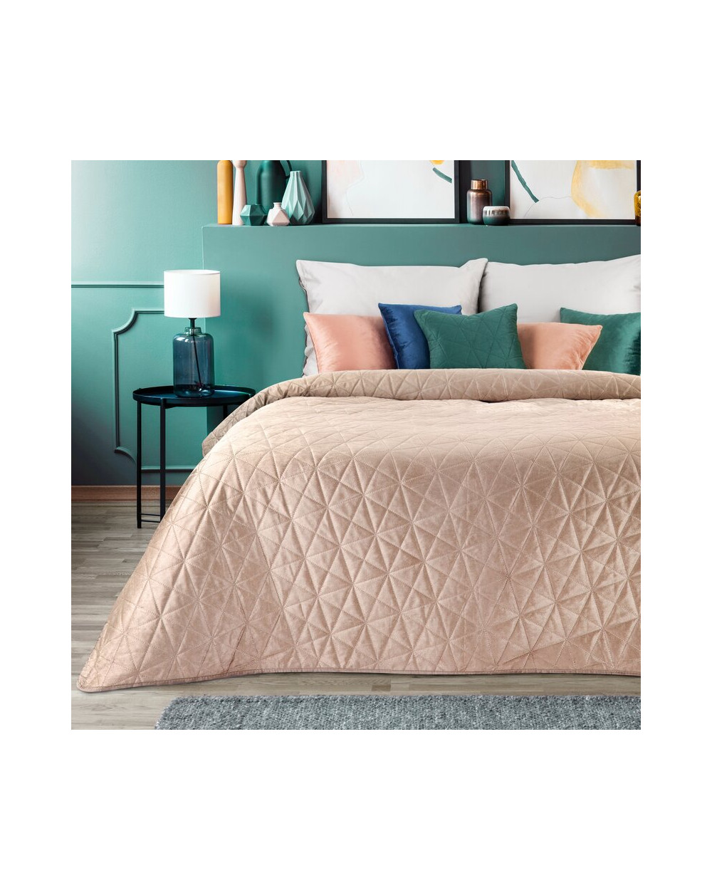 Narzuta velvet 170x210 Luiz 3 różowa/srebrna Eurofirany