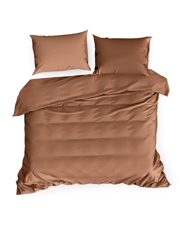 Pościel satyna bawełniana 140x200 + 1x70x80 Nova 3 ceglasty Eurofirany