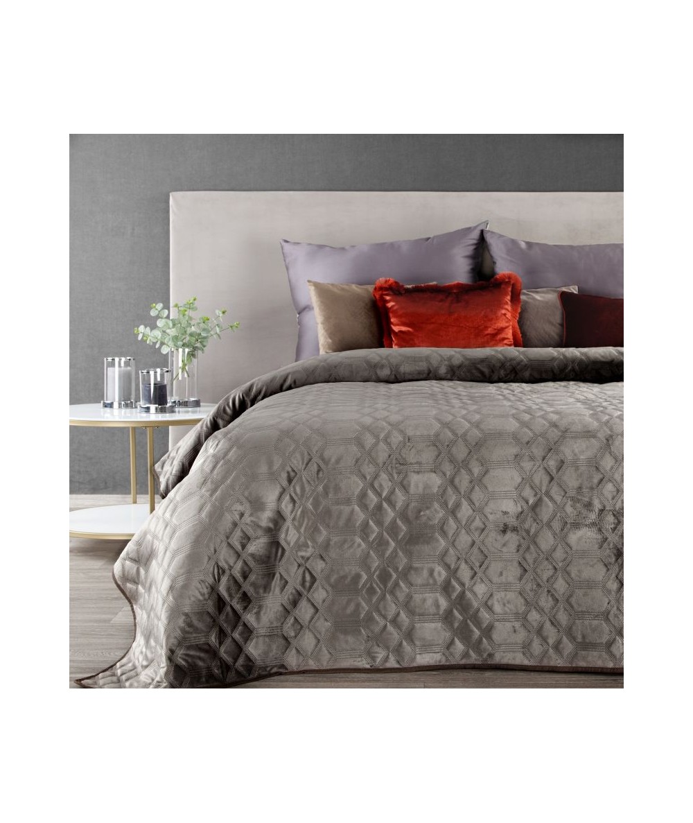 Narzuta velvet Ariel 2 220x240 ciemnobeżowa