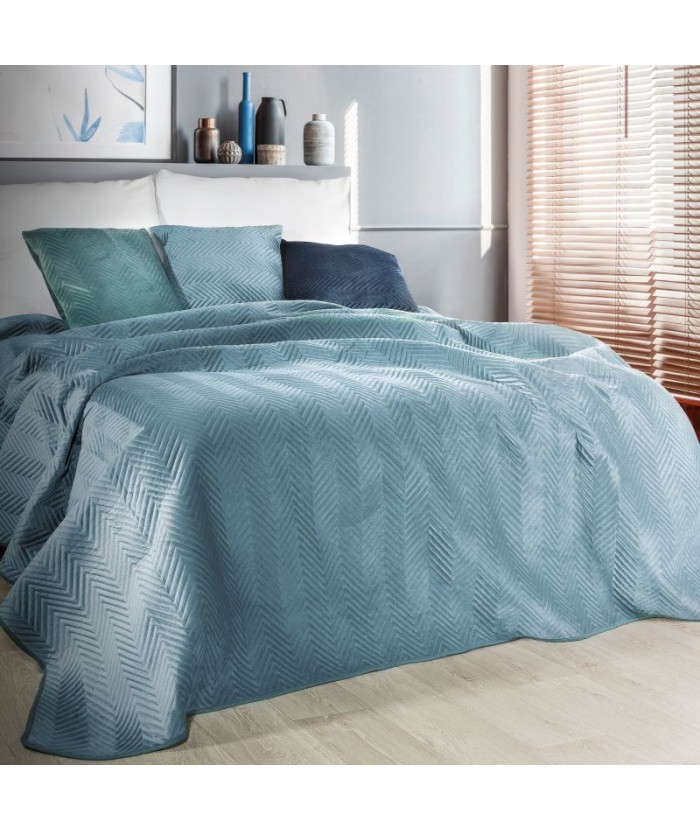 Narzuta velvet Sofia 200x220 niebieska