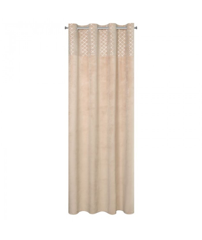 Zasłona welwetowa Hazel 140x250 beżowa/srebrna
