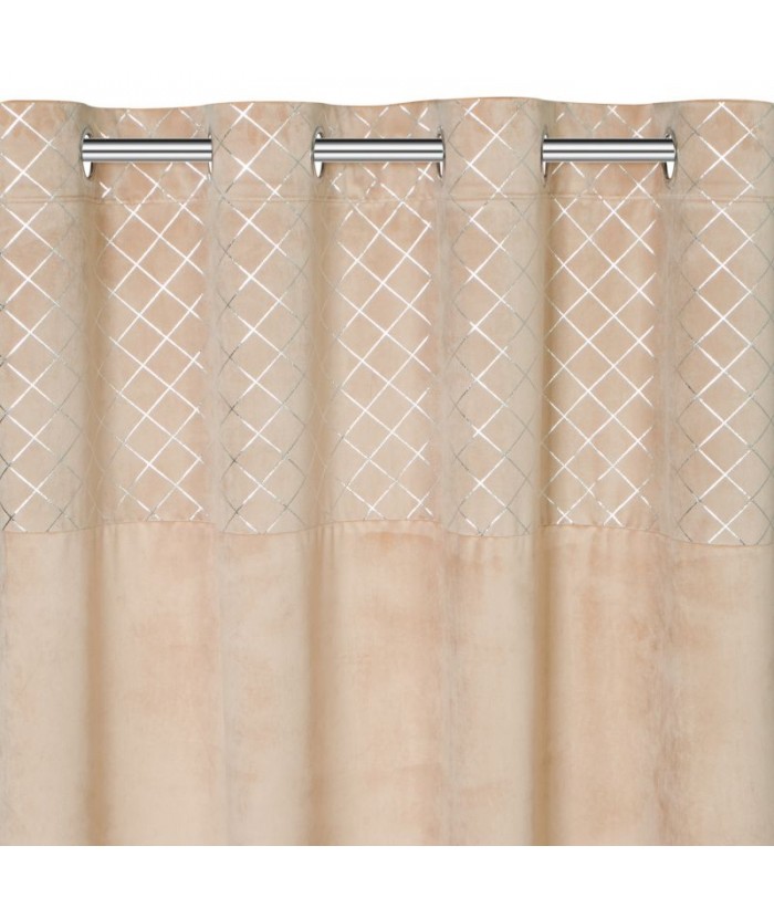 Zasłona welwetowa Hazel 140x250 beżowa/srebrna