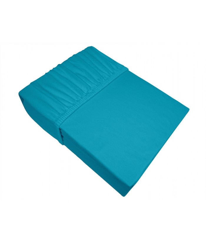 Prześcieradło bawełna jersey plus Bielbaw 160X200 z gumką turkusowe