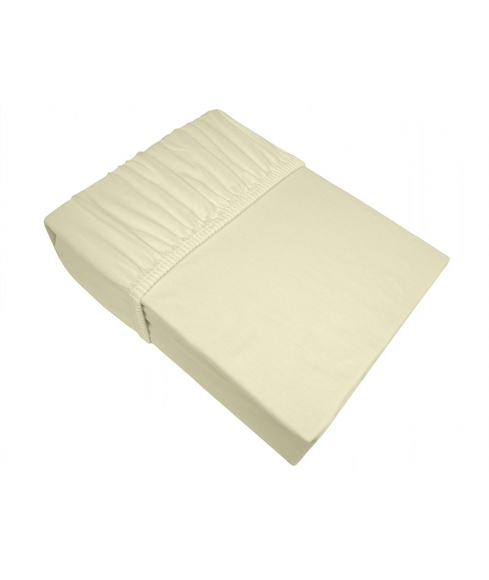Prześcieradło bawełna jersey plus Bielbaw 140X200 z gumką kremowe