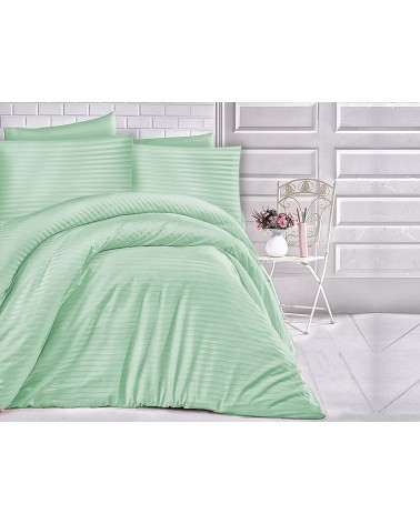 Poszewka satyna bawełniana CIZGILI 70x80 green