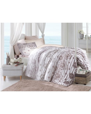 Pościel bawełniana Serenity Kahve 200x220 + 2x70x80